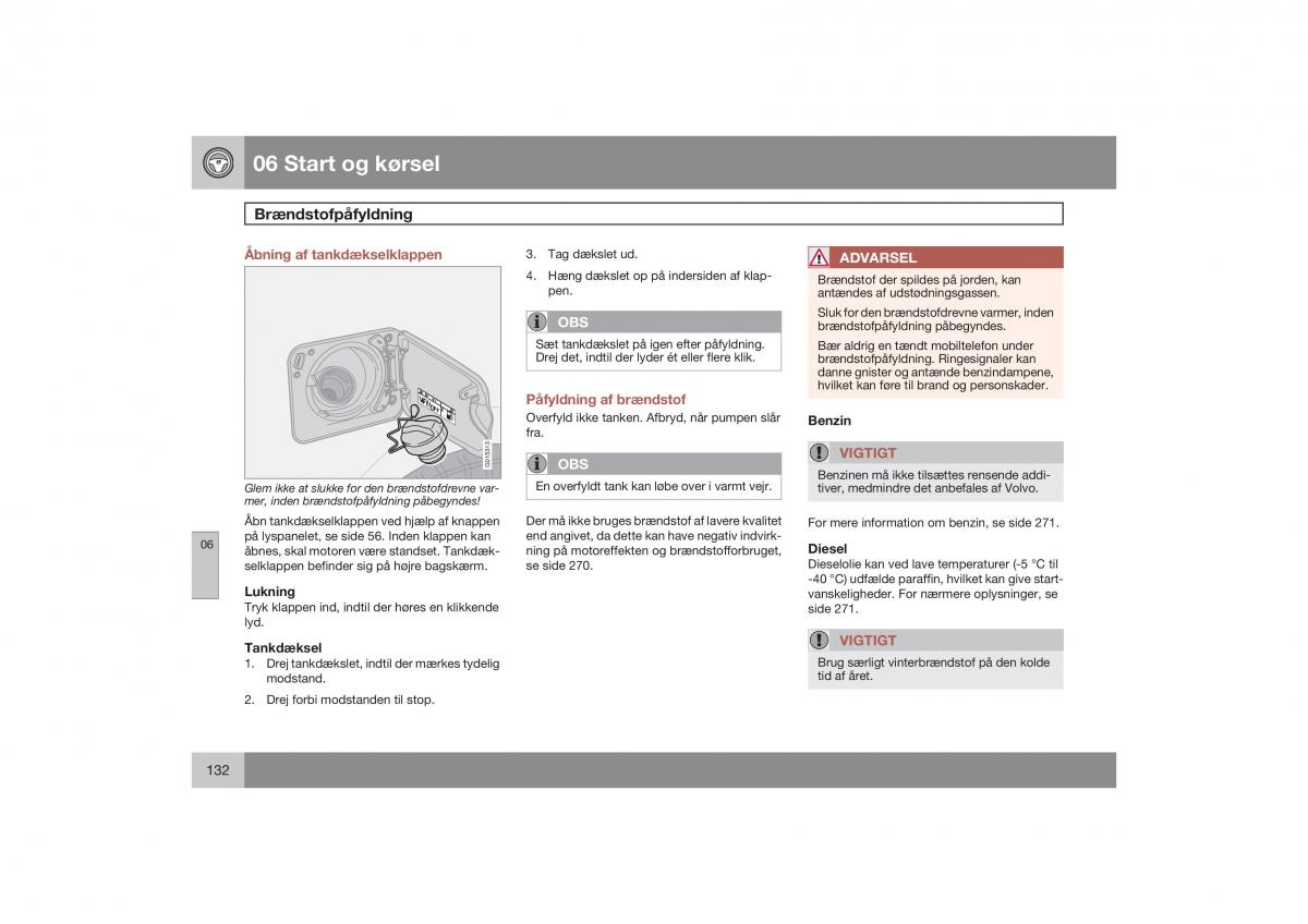 Volvo S40 II 2 Bilens instruktionsbog / page 133