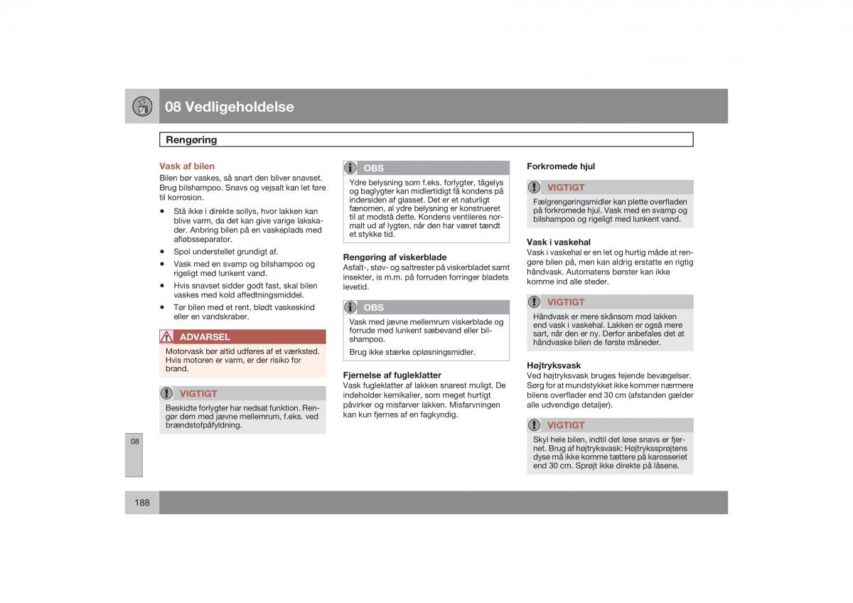Volvo S40 II 2 Bilens instruktionsbog / page 189
