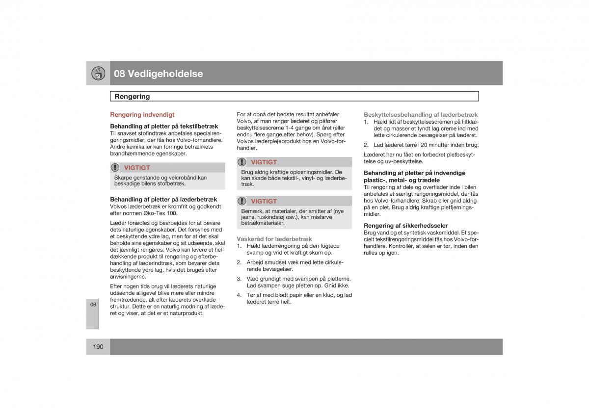 Volvo S40 II 2 Bilens instruktionsbog / page 191