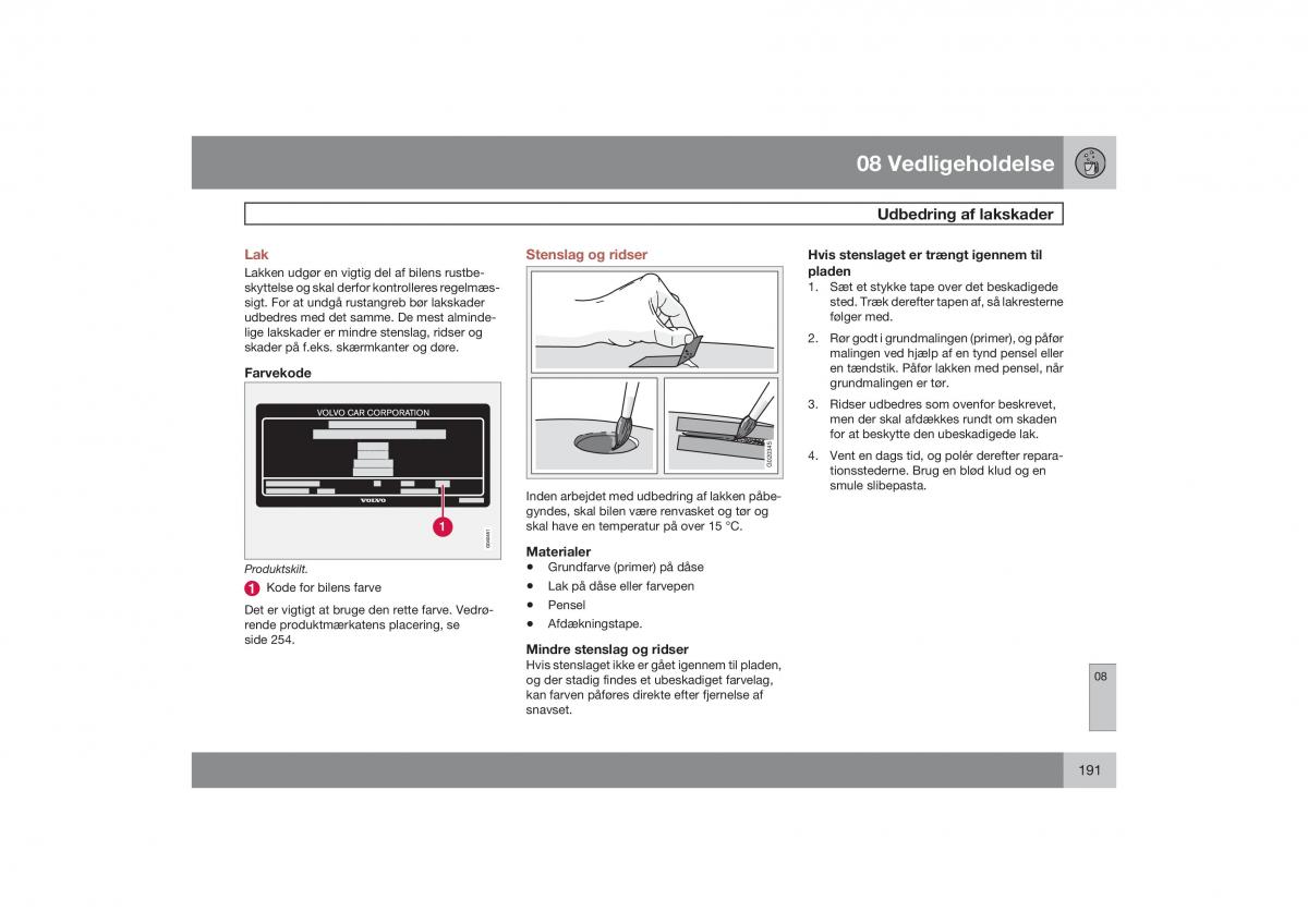 Volvo S40 II 2 Bilens instruktionsbog / page 192