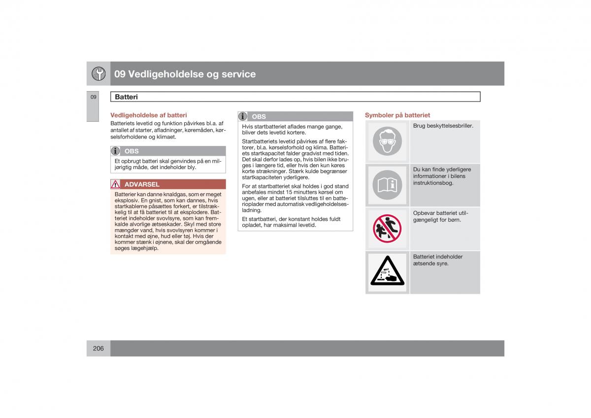 Volvo S40 II 2 Bilens instruktionsbog / page 207