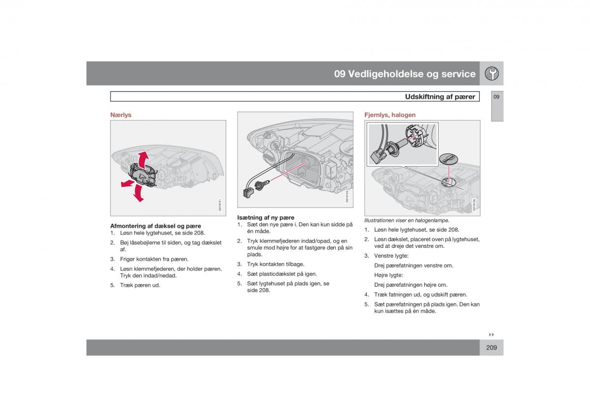 Volvo S40 II 2 Bilens instruktionsbog / page 210