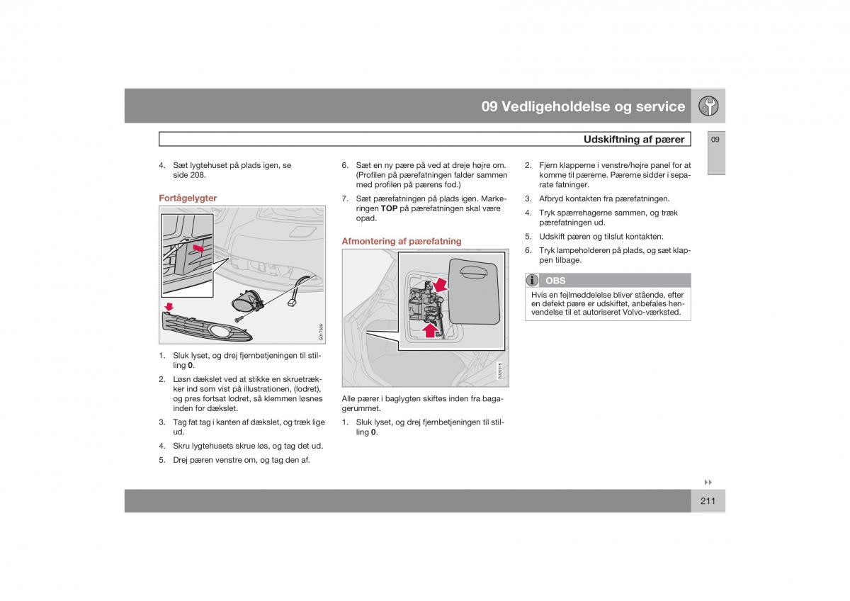 Volvo S40 II 2 Bilens instruktionsbog / page 212