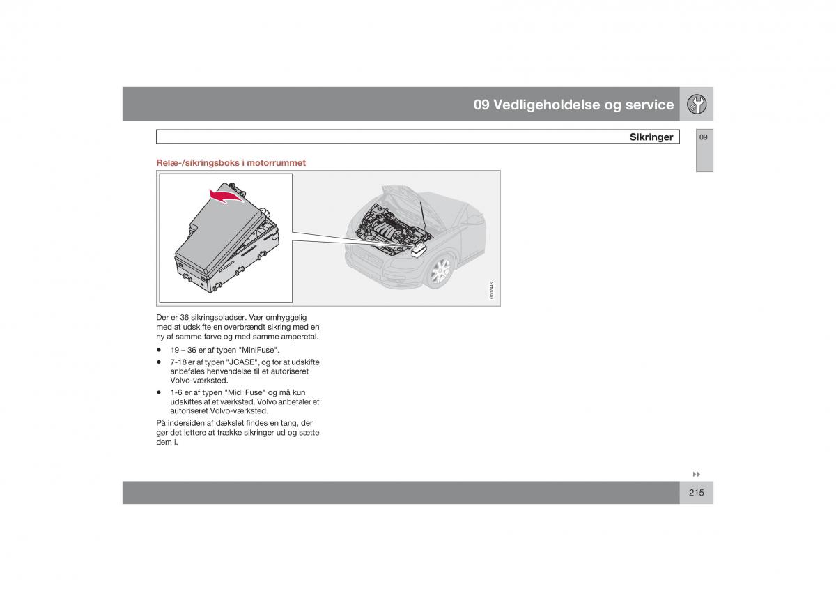 Volvo S40 II 2 Bilens instruktionsbog / page 216