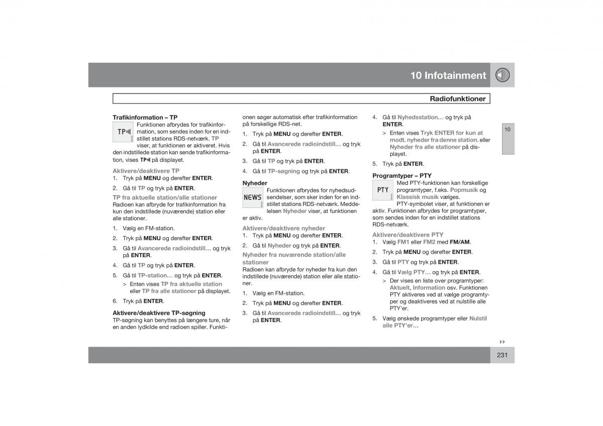 Volvo S40 II 2 Bilens instruktionsbog / page 232