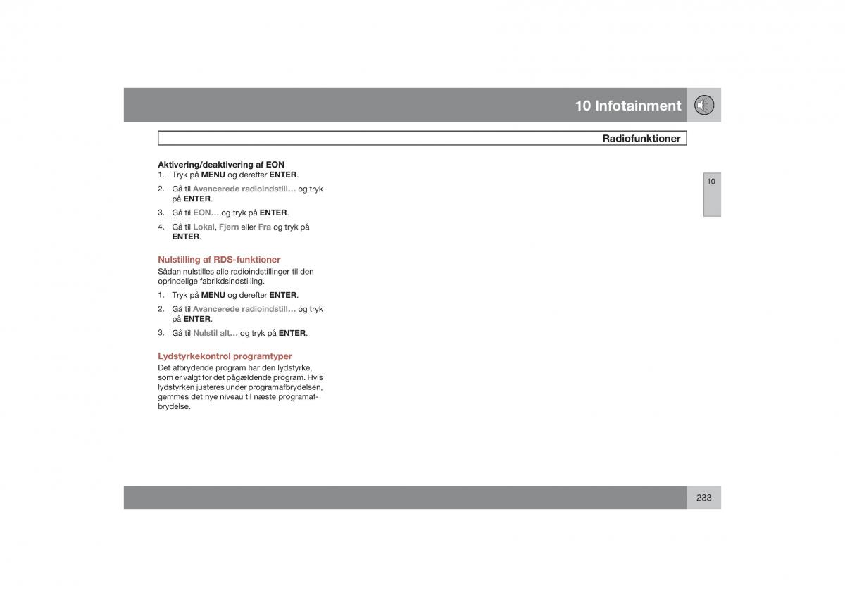 Volvo S40 II 2 Bilens instruktionsbog / page 234