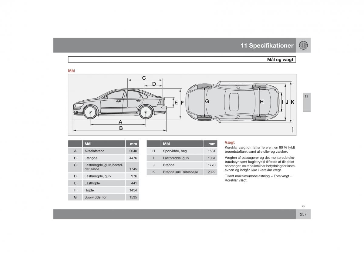 Volvo S40 II 2 Bilens instruktionsbog / page 258