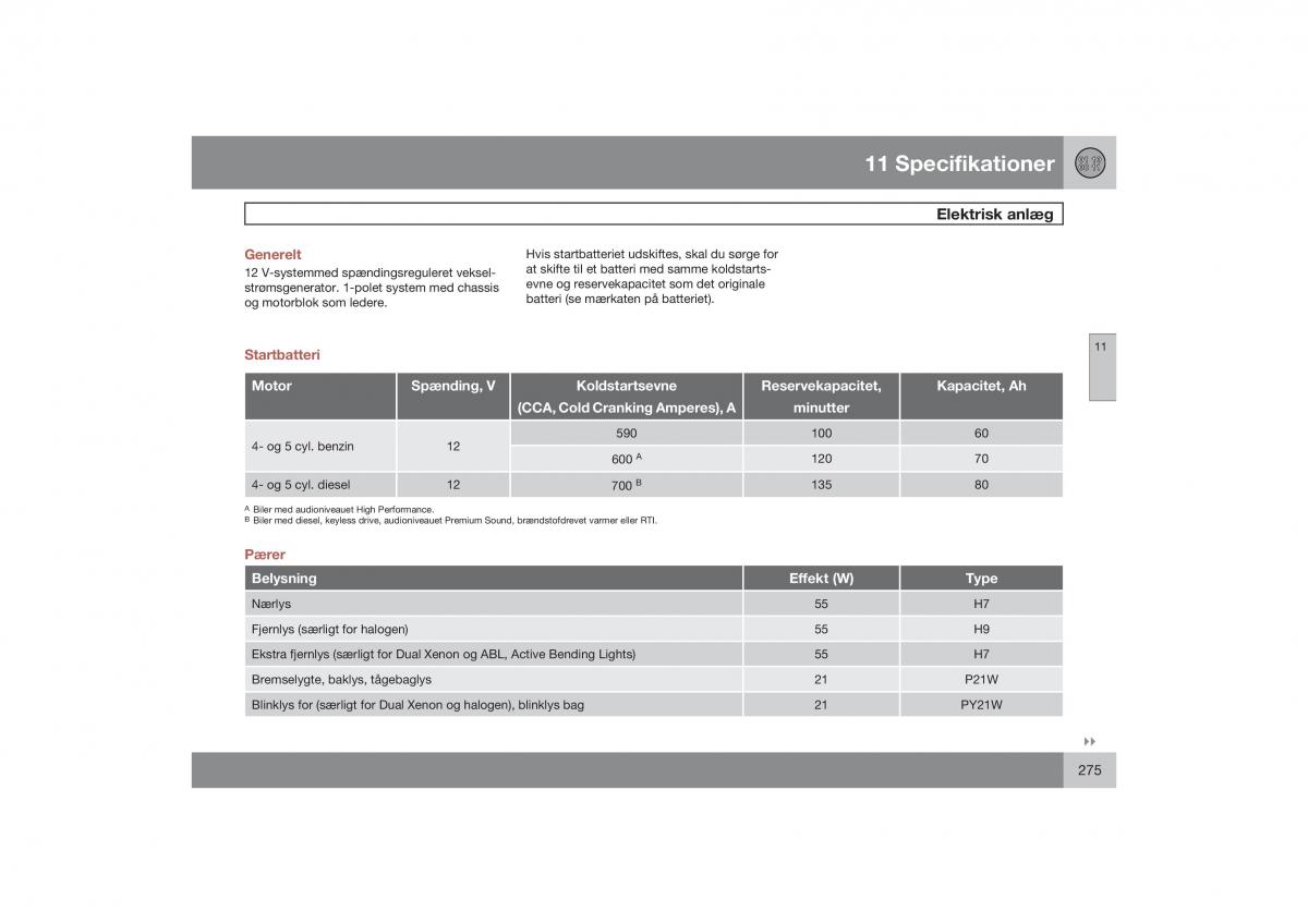 Volvo S40 II 2 Bilens instruktionsbog / page 276