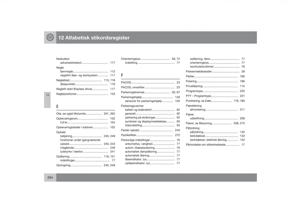 Volvo S40 II 2 Bilens instruktionsbog / page 285