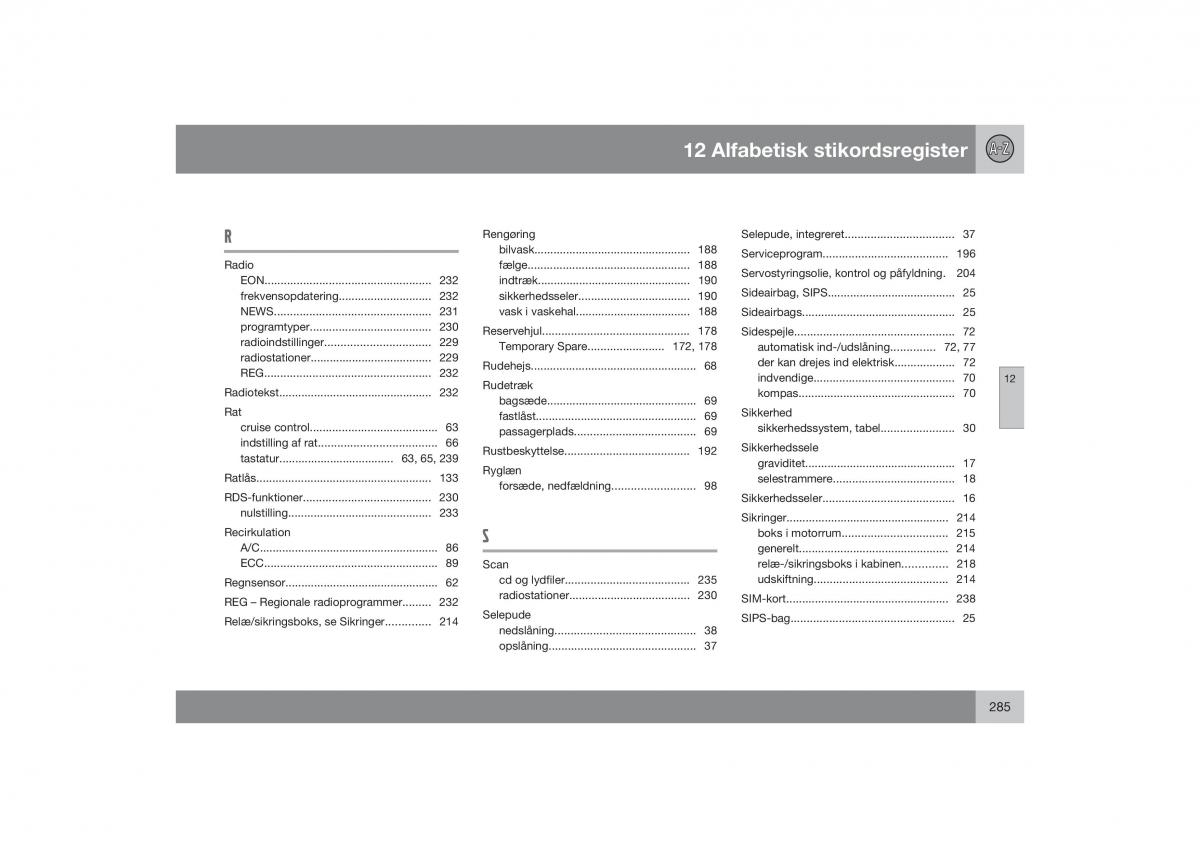 Volvo S40 II 2 Bilens instruktionsbog / page 286