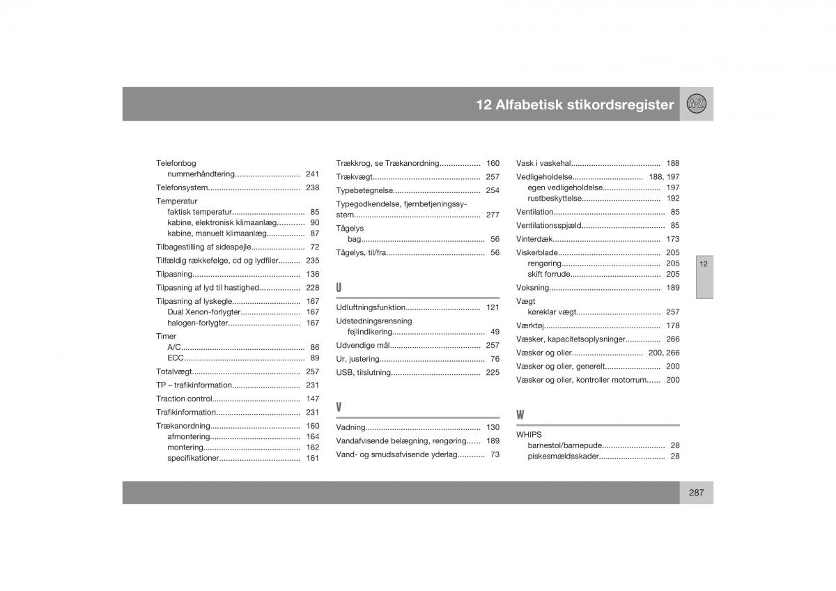 Volvo S40 II 2 Bilens instruktionsbog / page 288