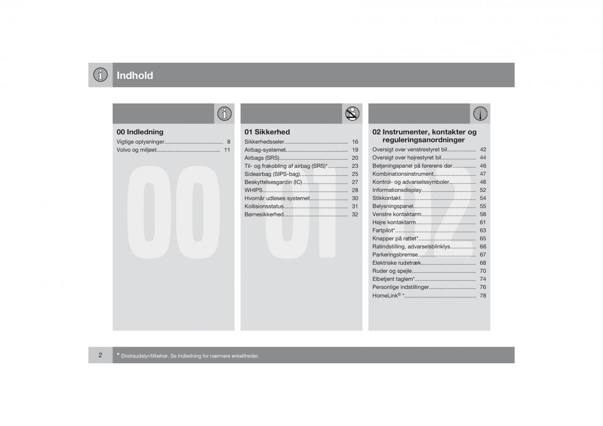 Volvo S40 II 2 Bilens instruktionsbog / page 3