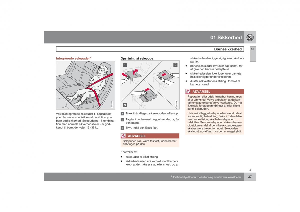 Volvo S40 II 2 Bilens instruktionsbog / page 38