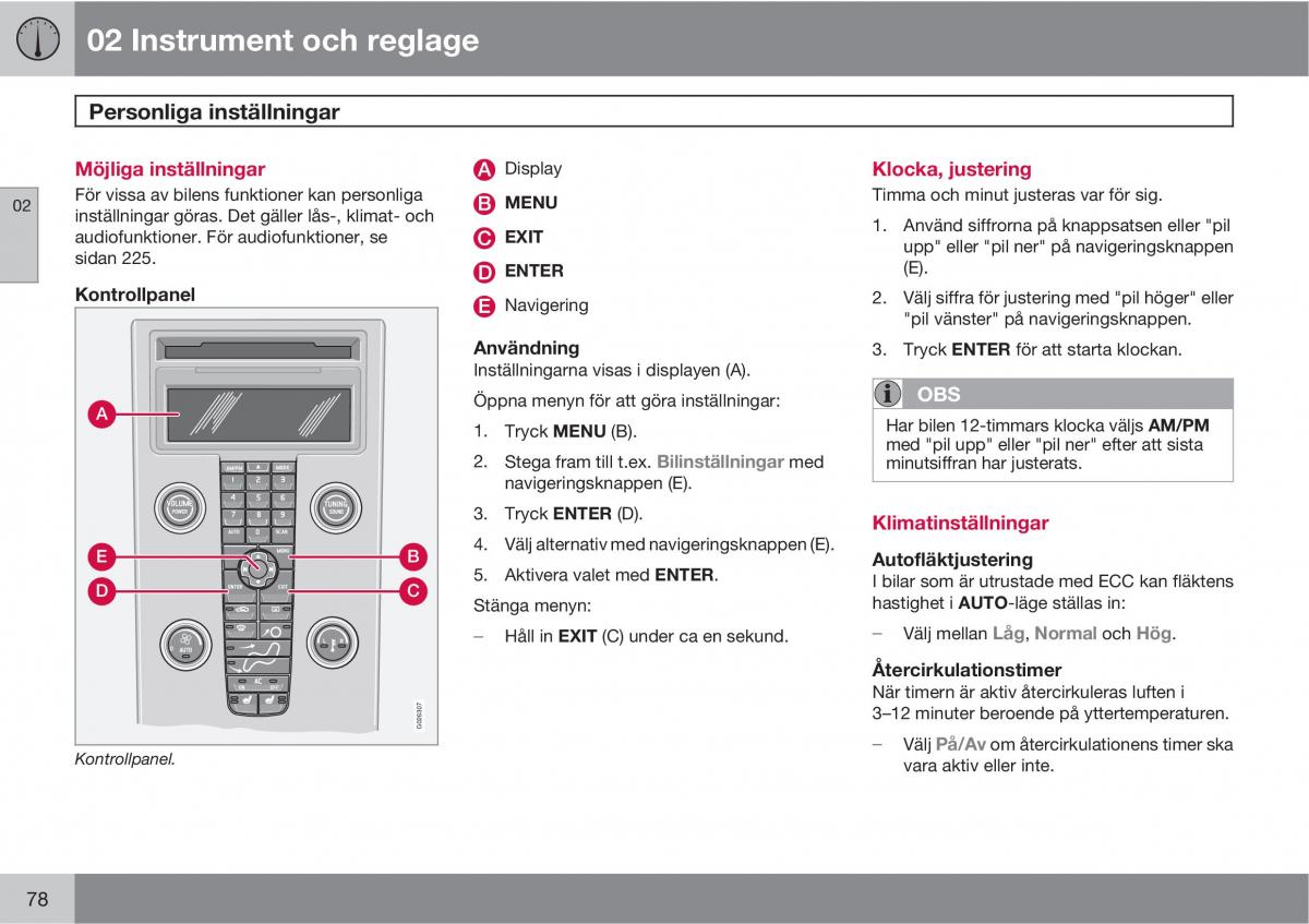 Volvo S40 II 2 instruktionsbok / page 78