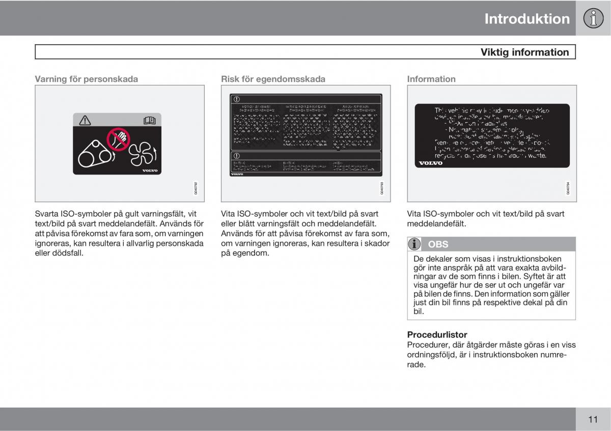 Volvo S40 II 2 instruktionsbok / page 11