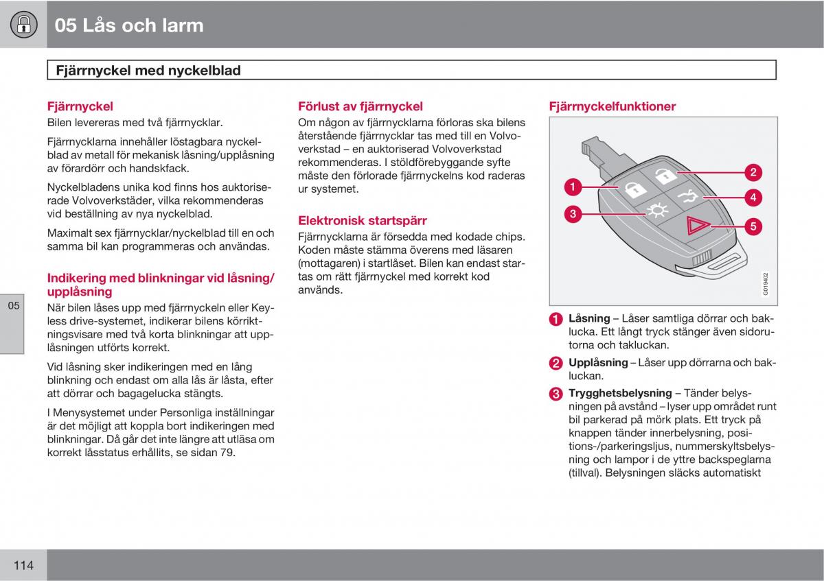 Volvo S40 II 2 instruktionsbok / page 114