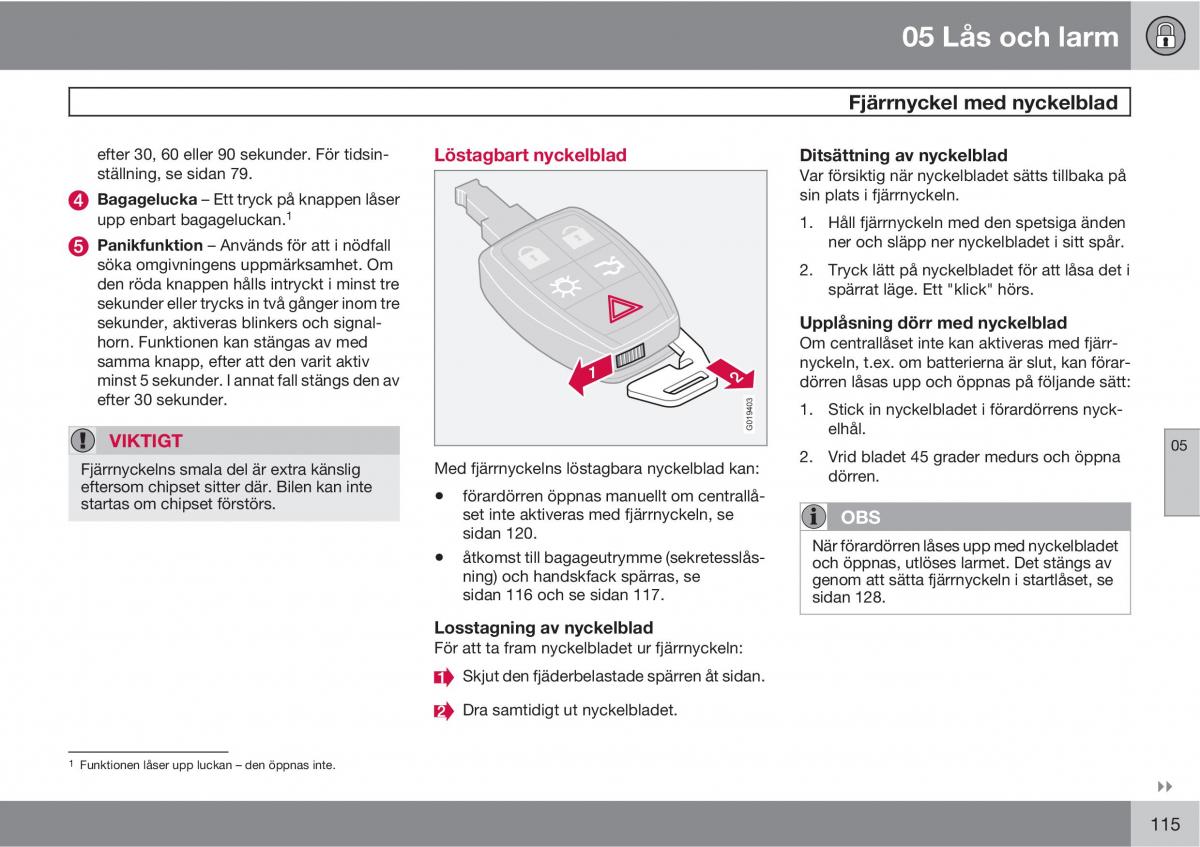 Volvo S40 II 2 instruktionsbok / page 115