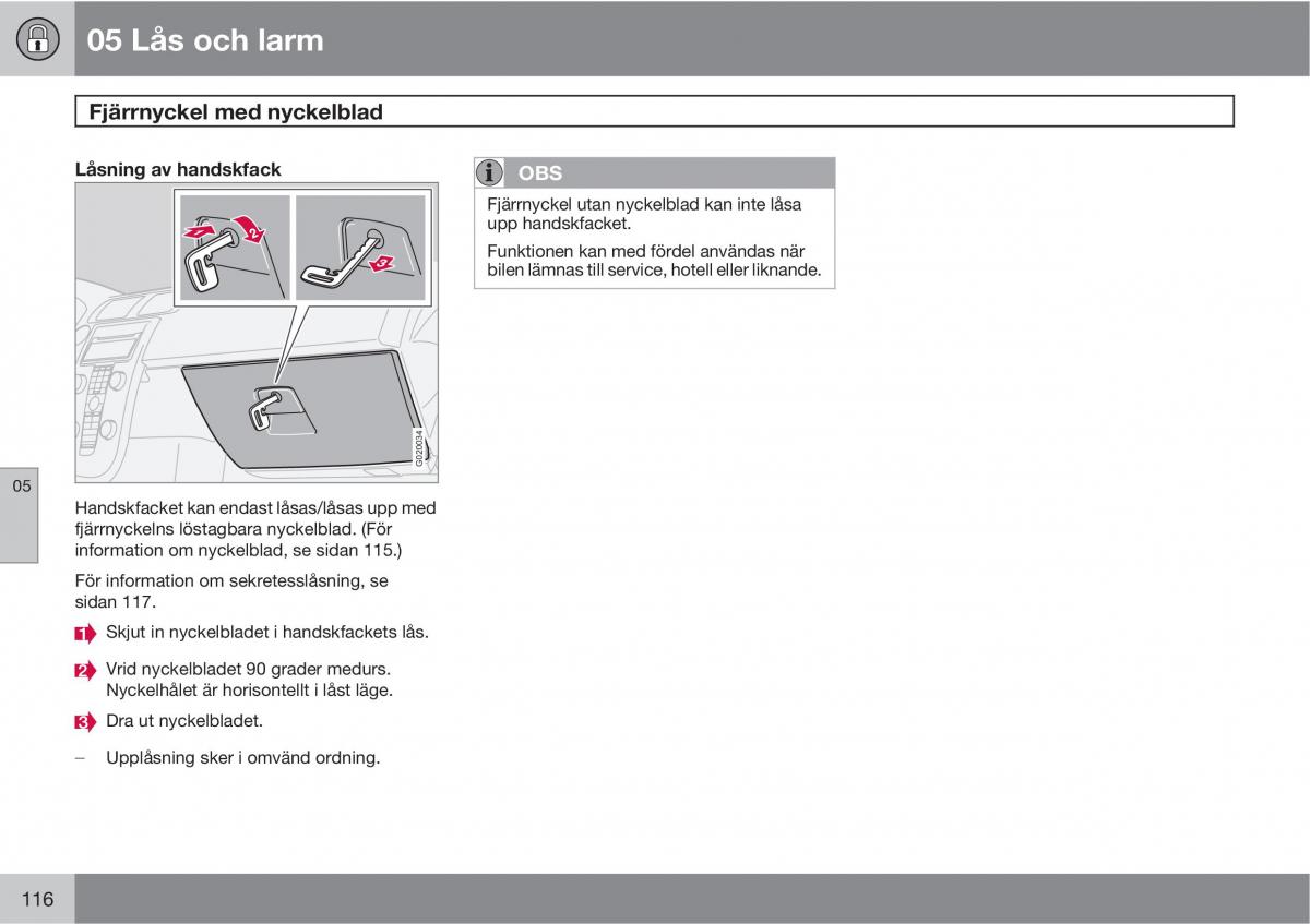 Volvo S40 II 2 instruktionsbok / page 116