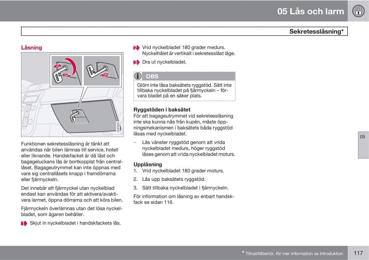 Volvo S40 II 2 instruktionsbok / page 117