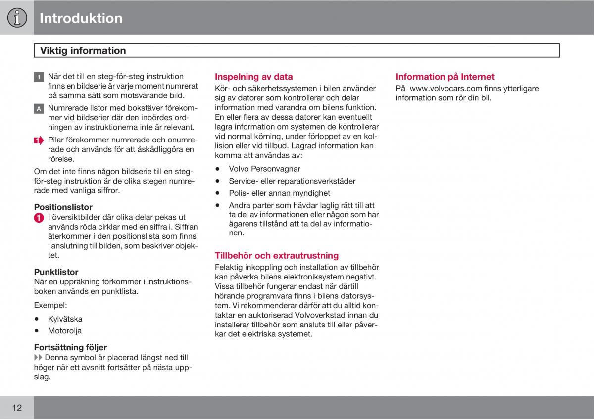 Volvo S40 II 2 instruktionsbok / page 12