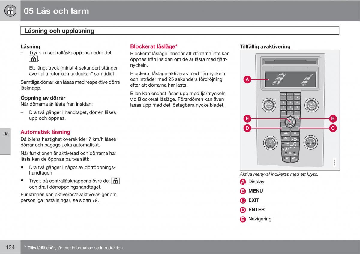 Volvo S40 II 2 instruktionsbok / page 124