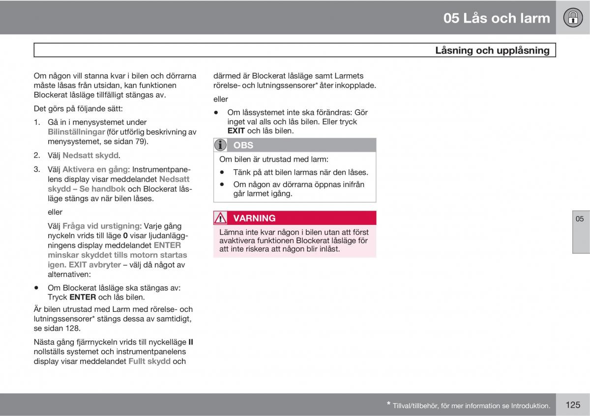 Volvo S40 II 2 instruktionsbok / page 125