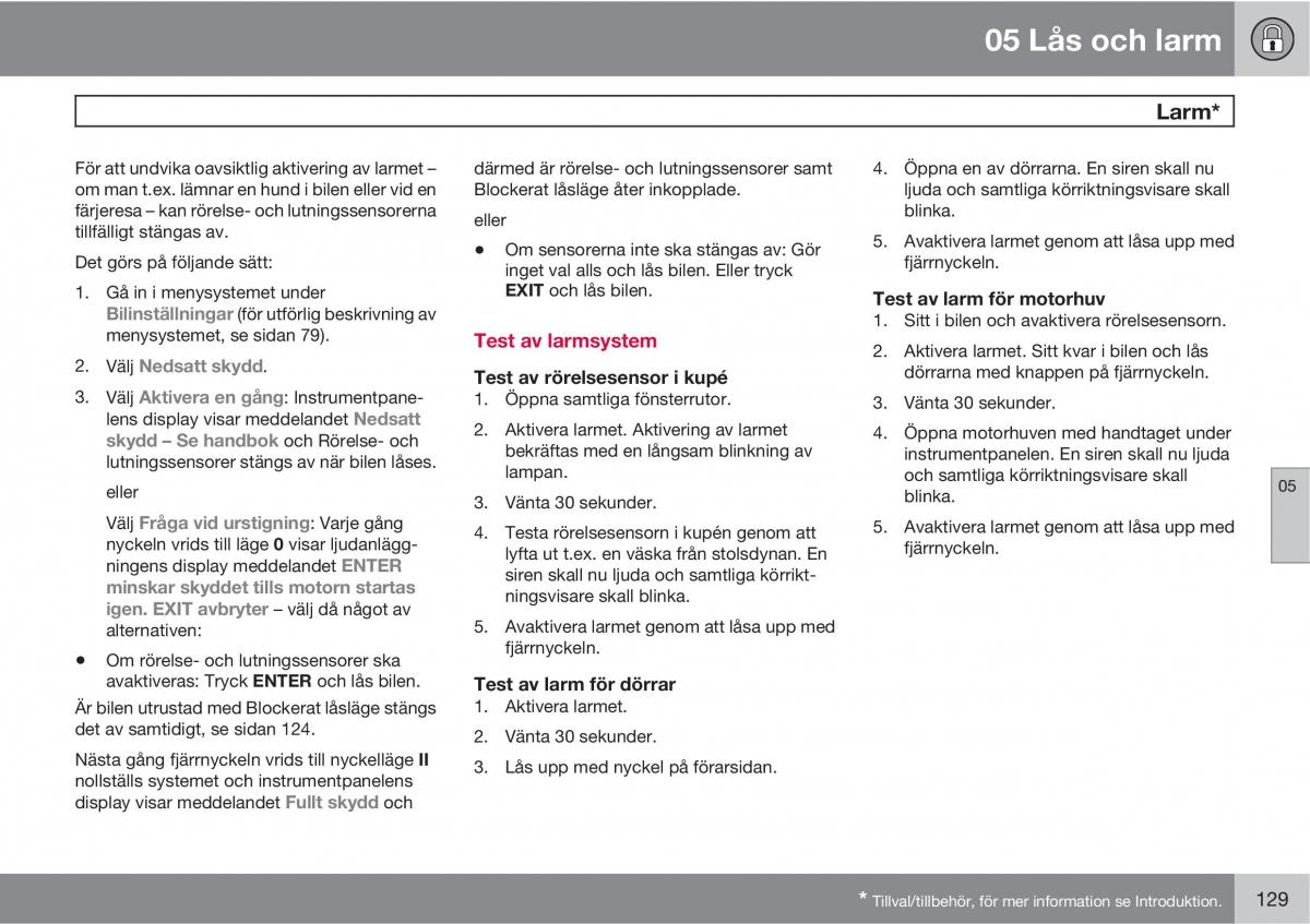 Volvo S40 II 2 instruktionsbok / page 129