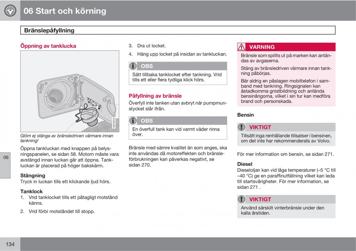 Volvo S40 II 2 instruktionsbok / page 134