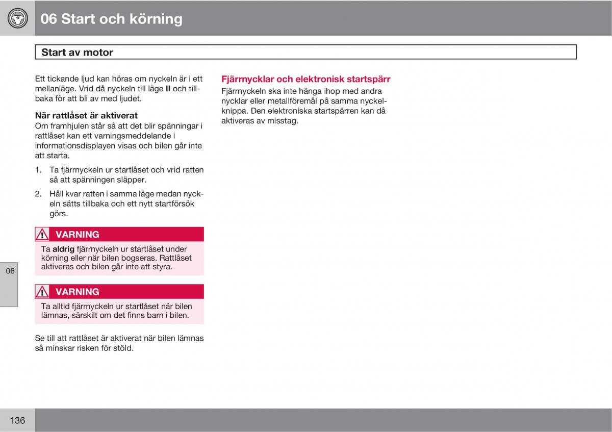 Volvo S40 II 2 instruktionsbok / page 136