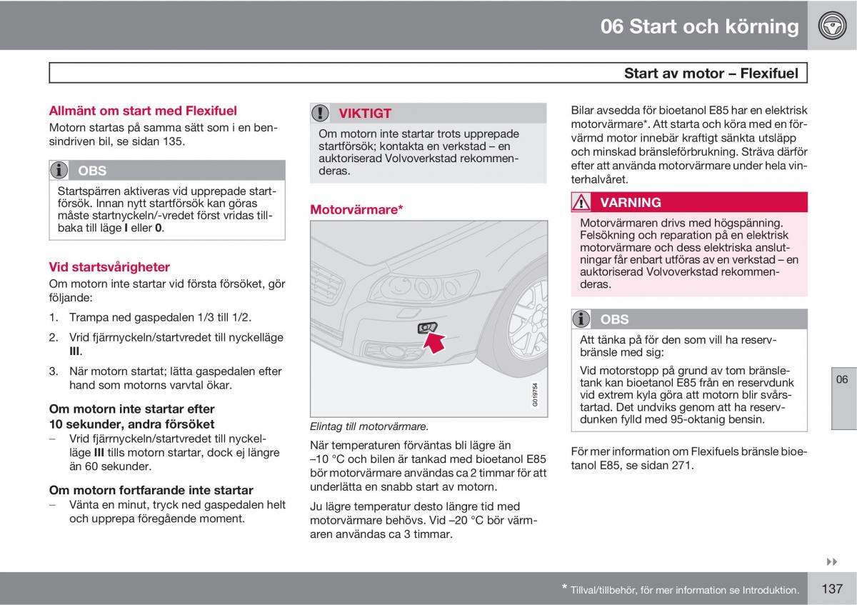 Volvo S40 II 2 instruktionsbok / page 137