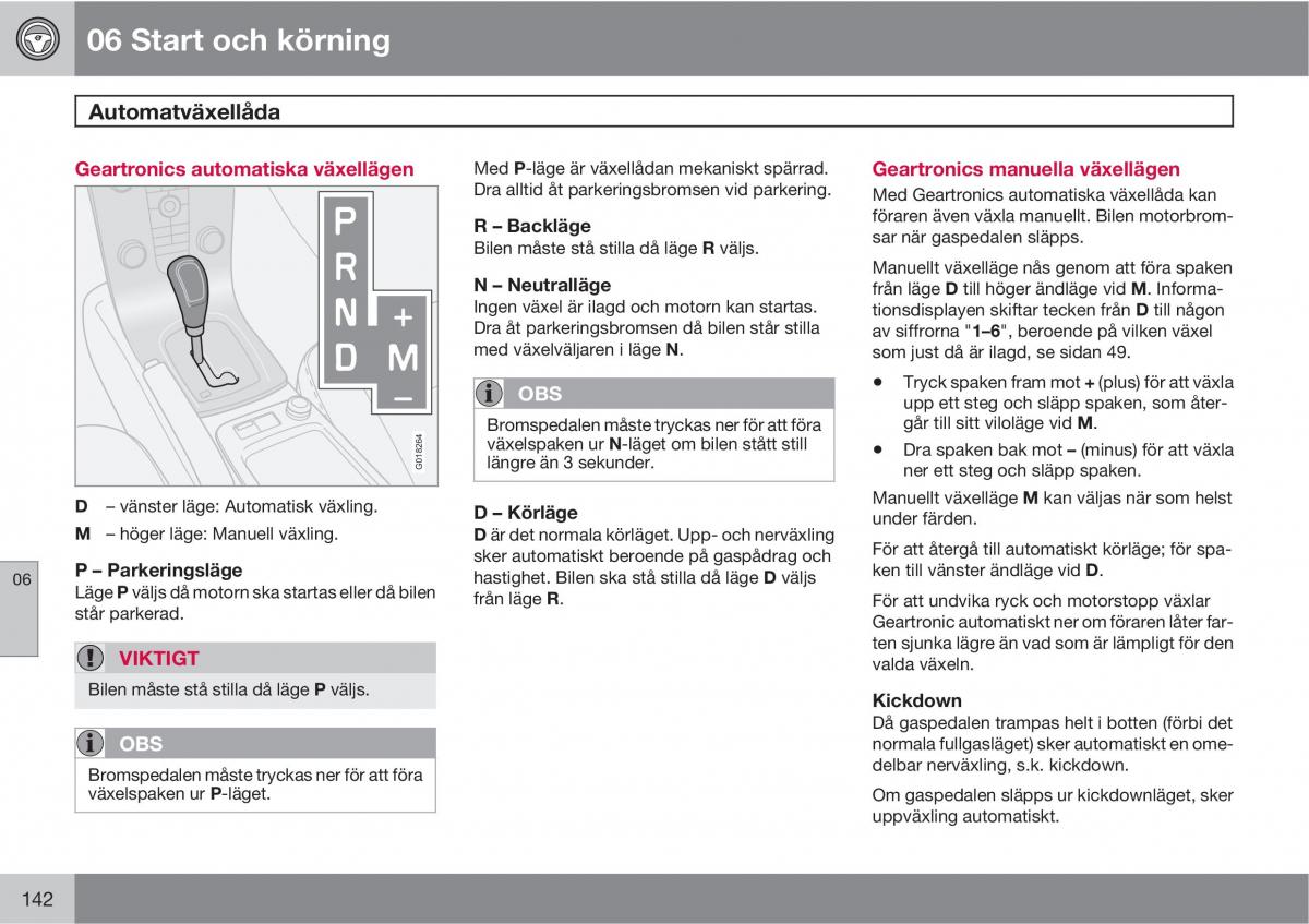 Volvo S40 II 2 instruktionsbok / page 142