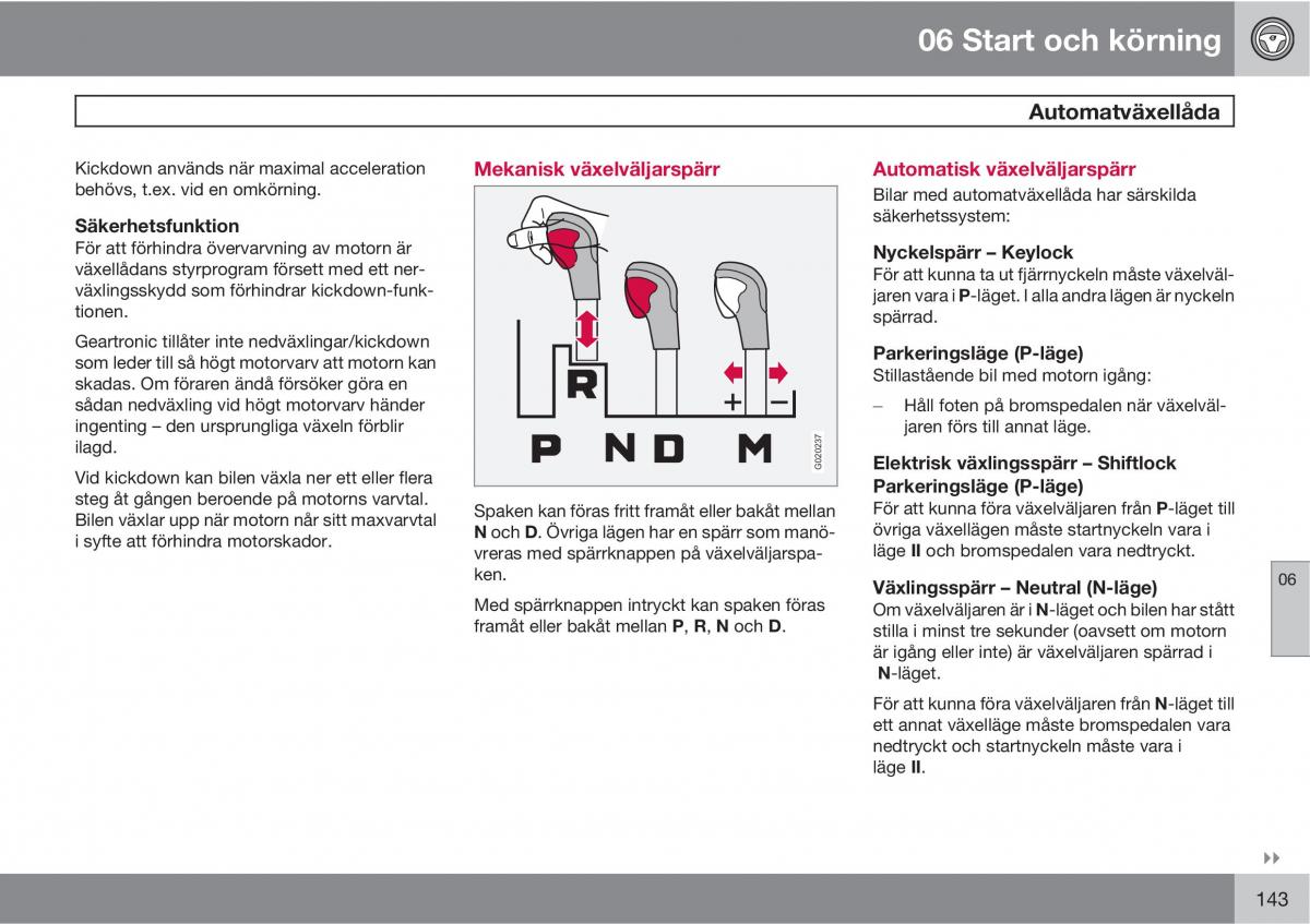 Volvo S40 II 2 instruktionsbok / page 143