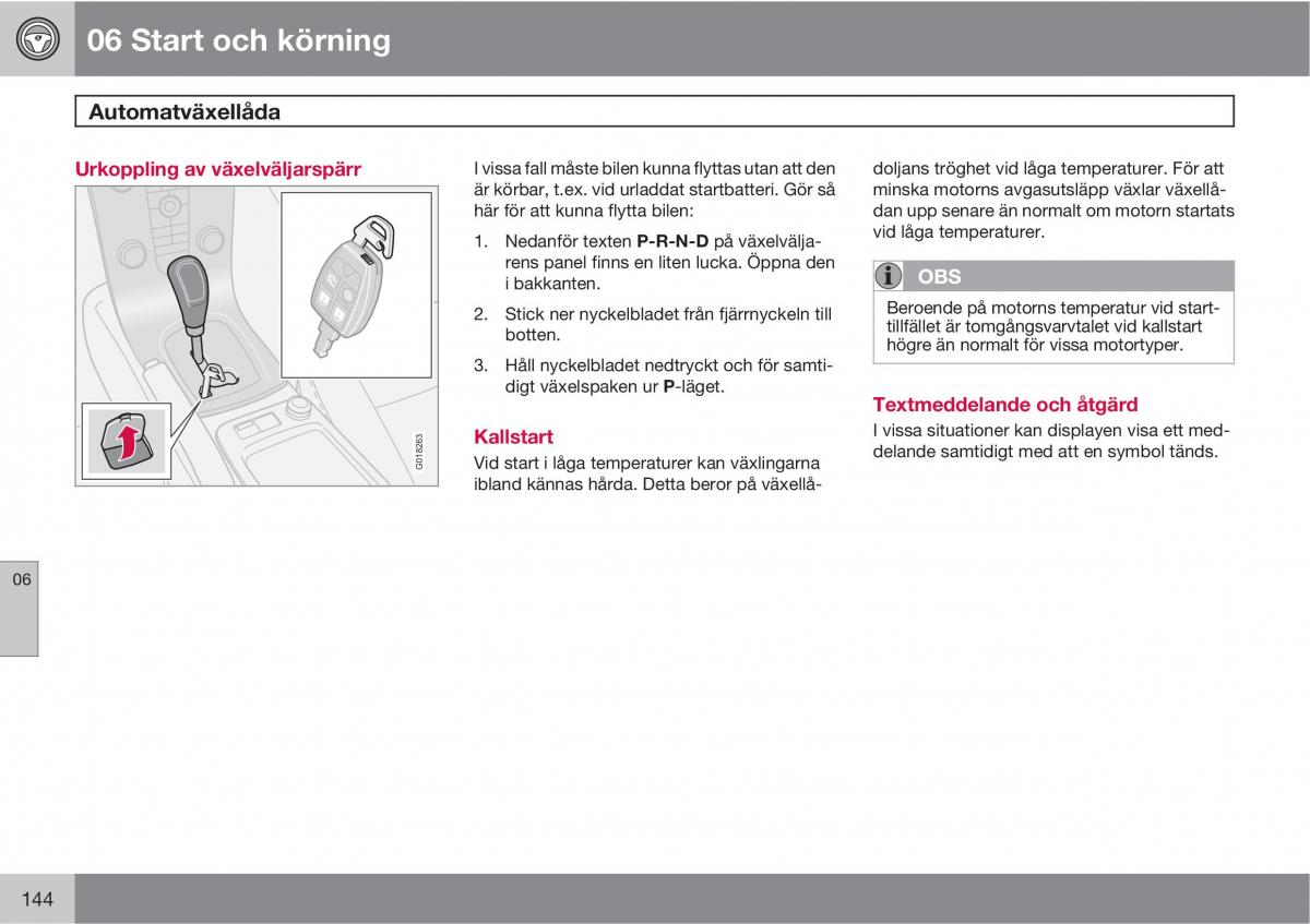 Volvo S40 II 2 instruktionsbok / page 144