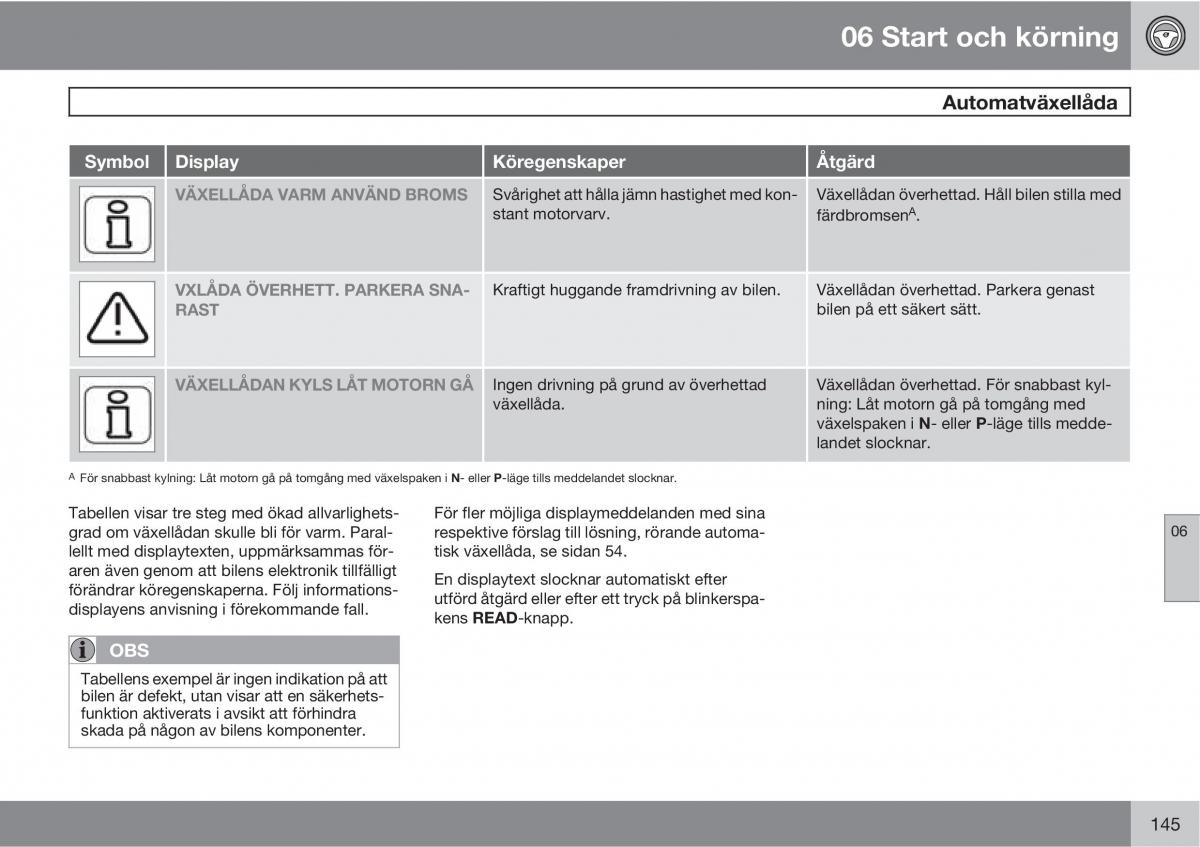 Volvo S40 II 2 instruktionsbok / page 145