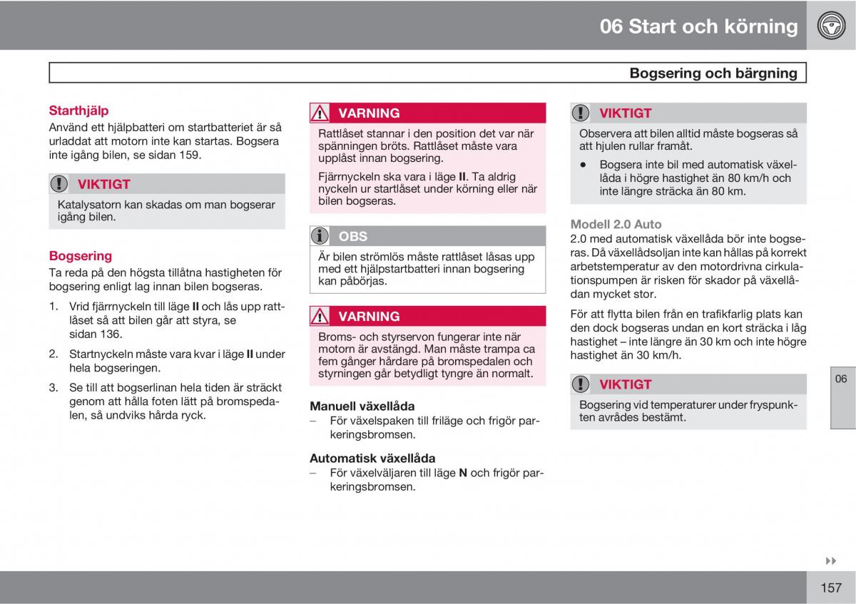 Volvo S40 II 2 instruktionsbok / page 157