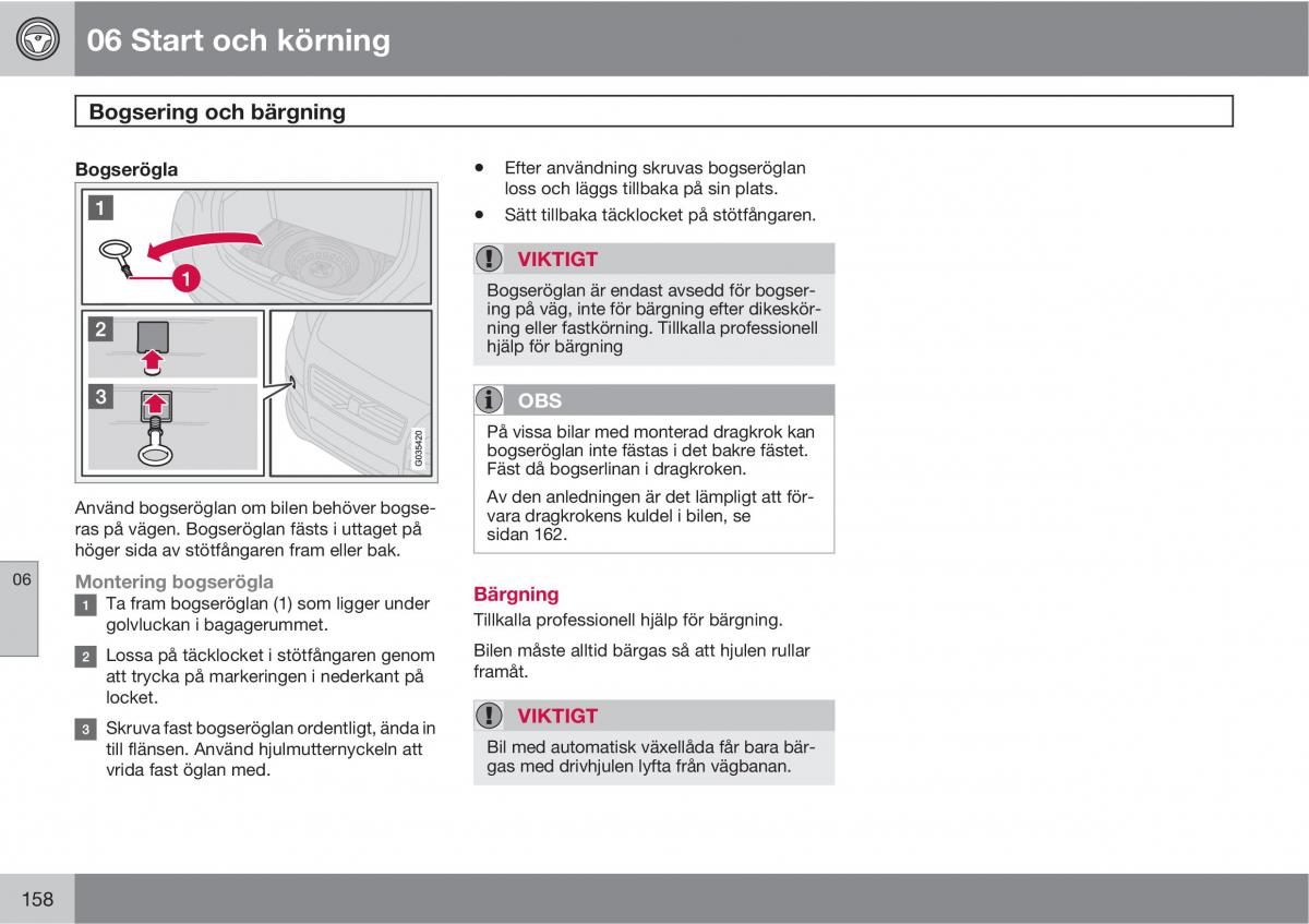 Volvo S40 II 2 instruktionsbok / page 158