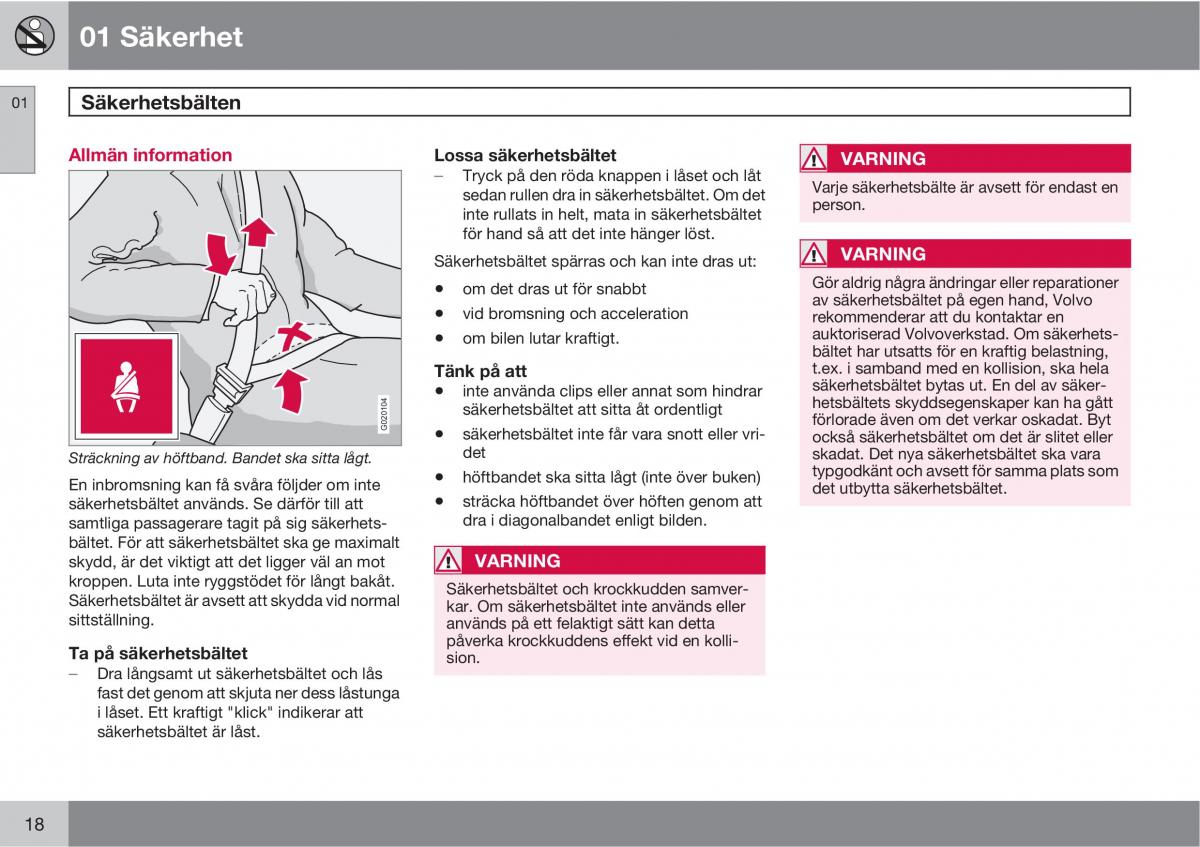 Volvo S40 II 2 instruktionsbok / page 18