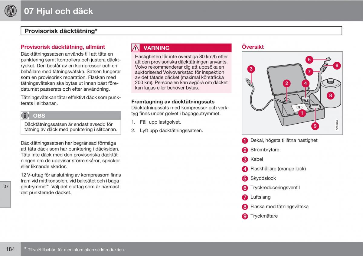 Volvo S40 II 2 instruktionsbok / page 184