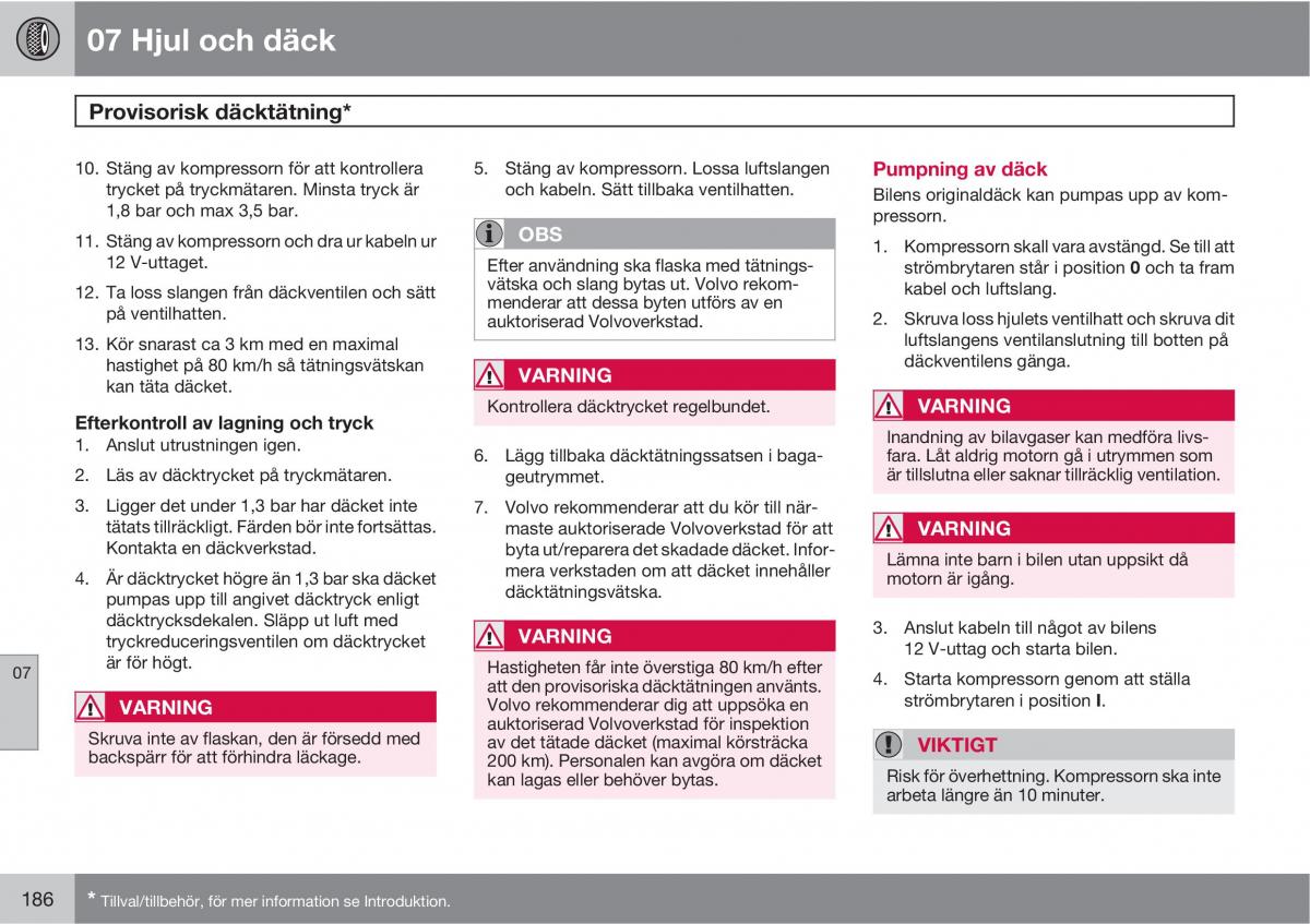 Volvo S40 II 2 instruktionsbok / page 186