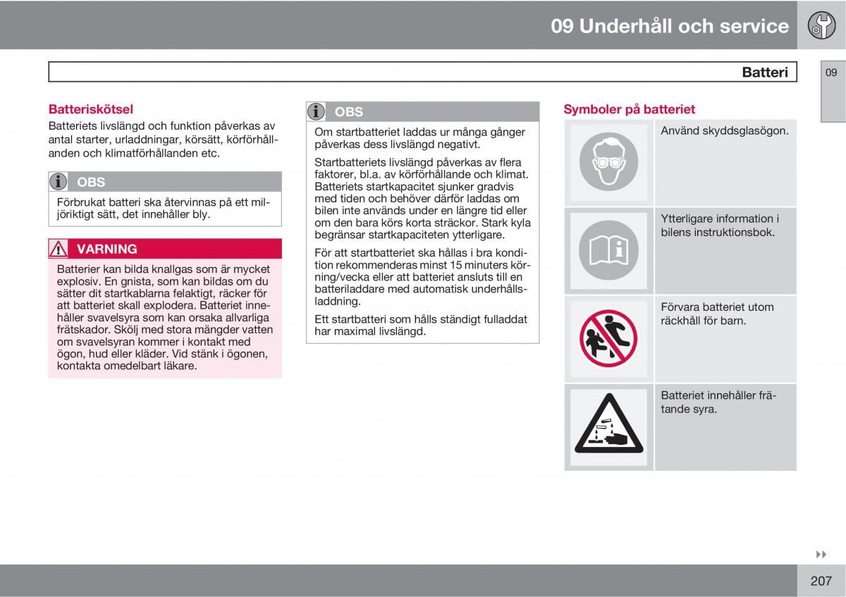 Volvo S40 II 2 instruktionsbok / page 207