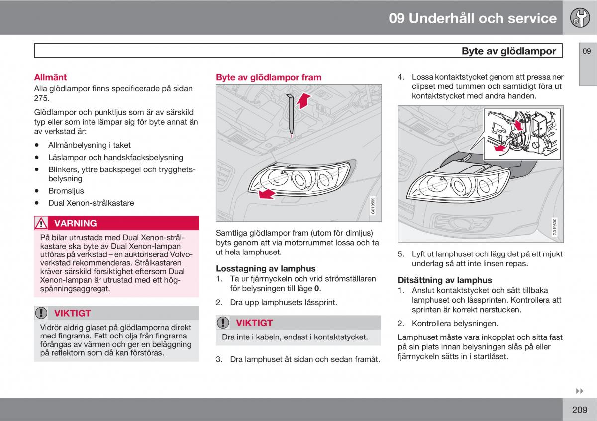 Volvo S40 II 2 instruktionsbok / page 209