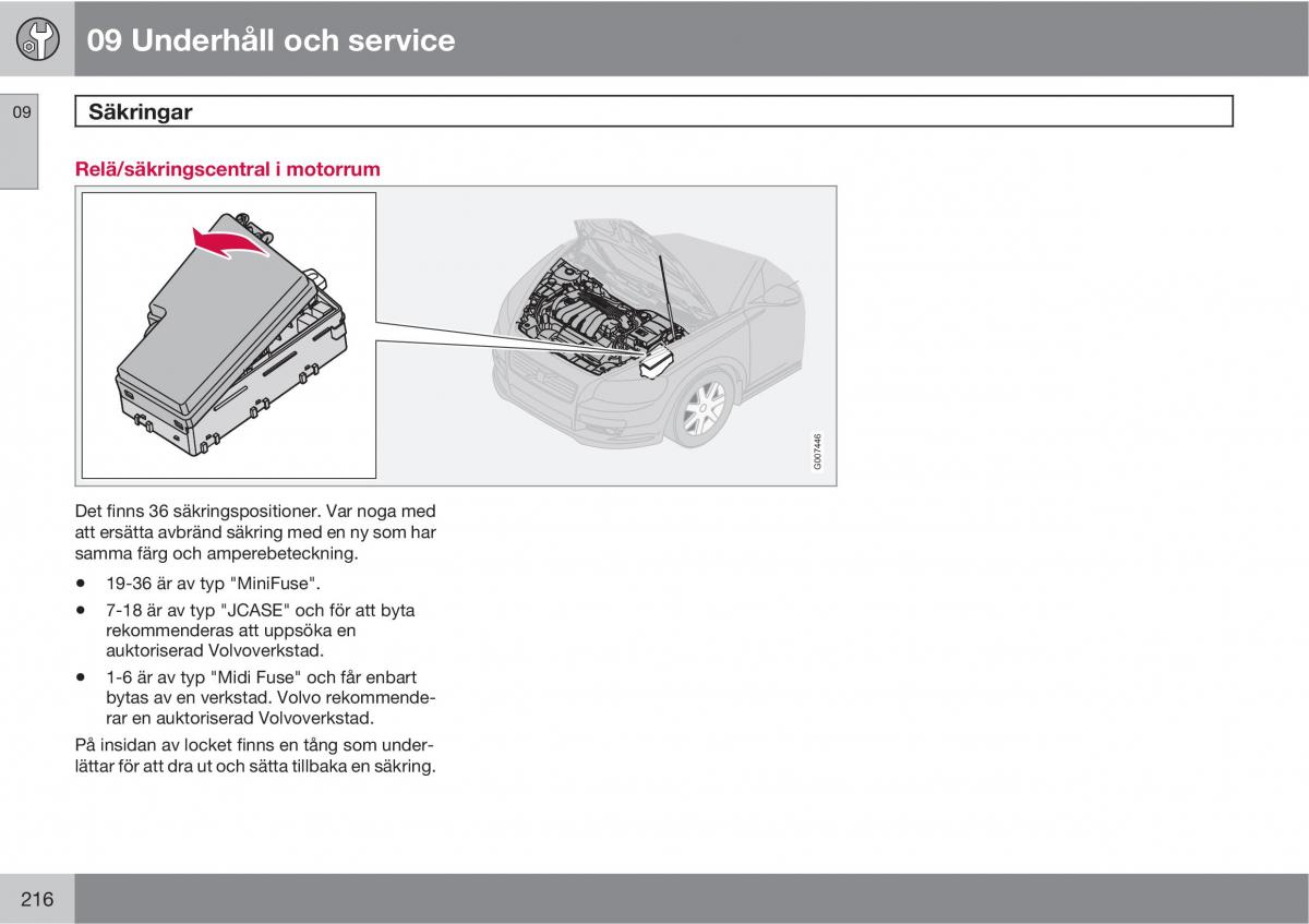 Volvo S40 II 2 instruktionsbok / page 216