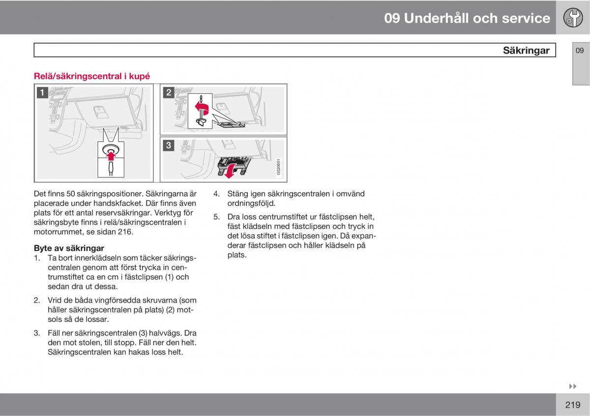 Volvo S40 II 2 instruktionsbok / page 219