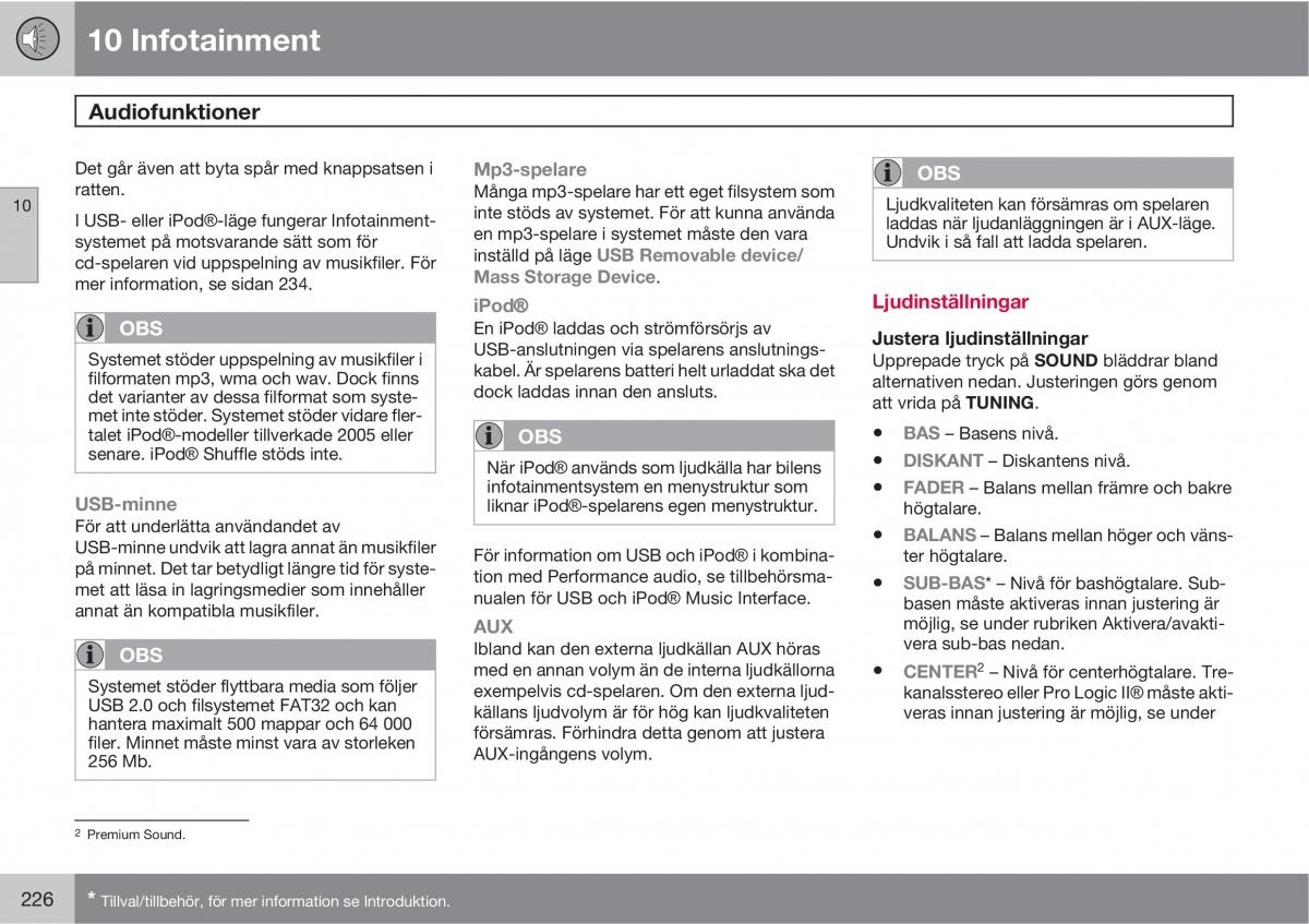 Volvo S40 II 2 instruktionsbok / page 226