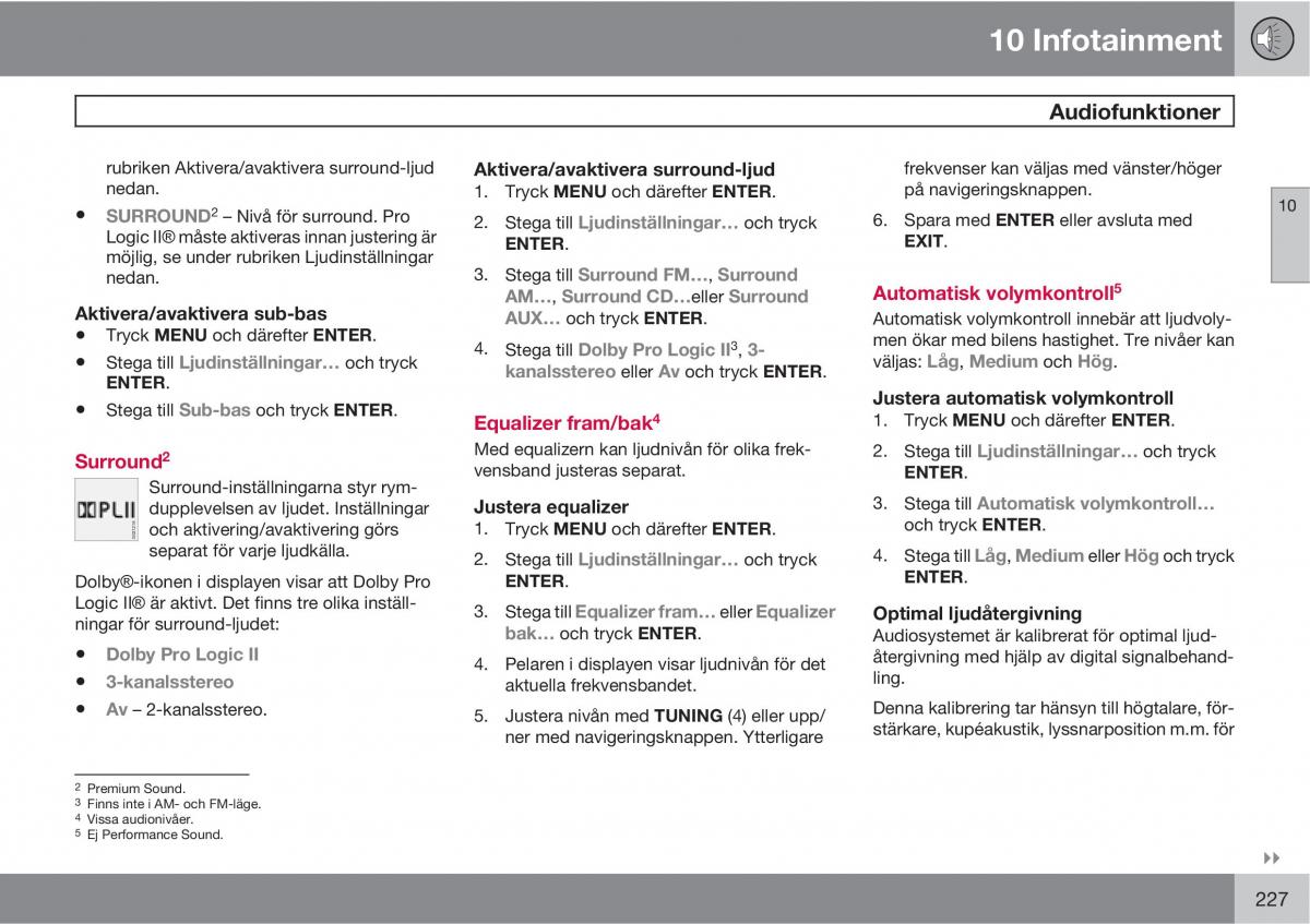 Volvo S40 II 2 instruktionsbok / page 227