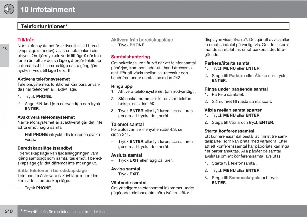 Volvo S40 II 2 instruktionsbok / page 240