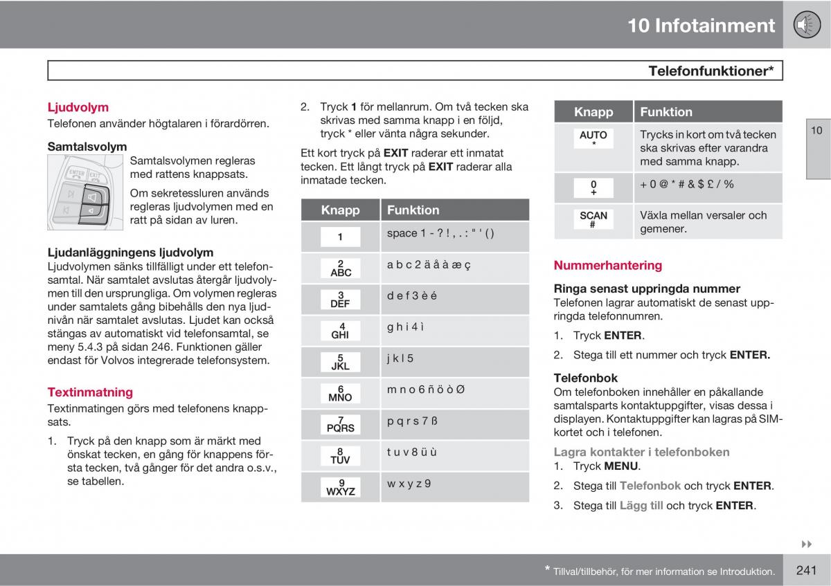 Volvo S40 II 2 instruktionsbok / page 241