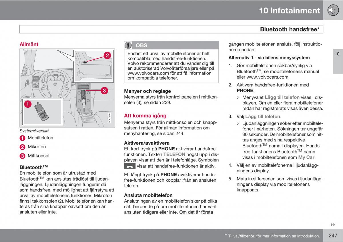 Volvo S40 II 2 instruktionsbok / page 247