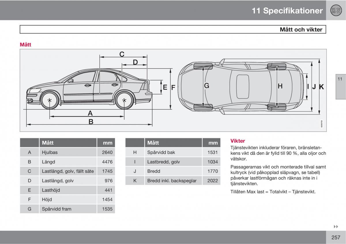 Volvo S40 II 2 instruktionsbok / page 257