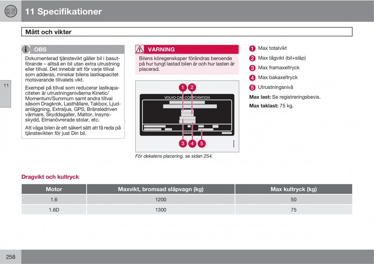 Volvo S40 II 2 instruktionsbok / page 258